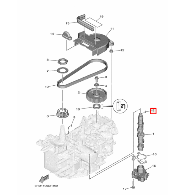 Шпонка распредвала Yamaha F20-F25 6FM (90282-05012) (Yamaha)
