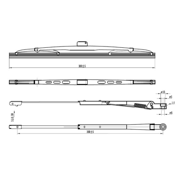Комплект из поводка и щетки стеклоочистителя W.E для WEM1132 34 Комплект из поводка и щетки стеклоочистителя W.E для WEM1132 34