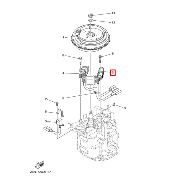 Катушка зажигания подмаховиковая Yamaha F6-9.9 (PREMARINE2) Катушка зажигания подмаховиковая Yamaha F6-9.9 (PREMARINE2)