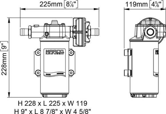 Помпа водоподающая шестеренчатая Marco UP14-P, 12 В, 46 л/мин, 29 PSI (2 бар) Помпа водоподающая шестеренчатая Marco UP14-P, 12 В, 46 л/мин, 29 PSI (2 бар)