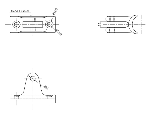 Кронштейн палубный 90 град, с винтовым штифтом, выгнутое основание Кронштейн палубный 90 град, с винтовым штифтом, выгнутое основание