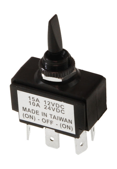 Тумблер трехпозиционный (ON)-OFF-(ON) 12 В/15А 6P Тумблер трехпозиционный (ON)-OFF-(ON) 12 В/15А 6P