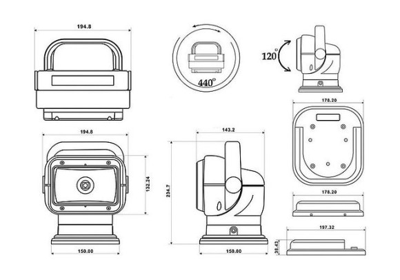 Прожектор с дистанционным управлением, белый корпус, галоген, брелок, модель 950