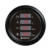 Прибор многофункциональный 4 в 1 (тахометр, вольтметр, давление, температура), черный циферблат, черный ободок, д. 110 мм Прибор многофункциональный 4 в 1 (тахометр, вольтметр, давление, температура), черный циферблат, черный ободок, д. 110 мм