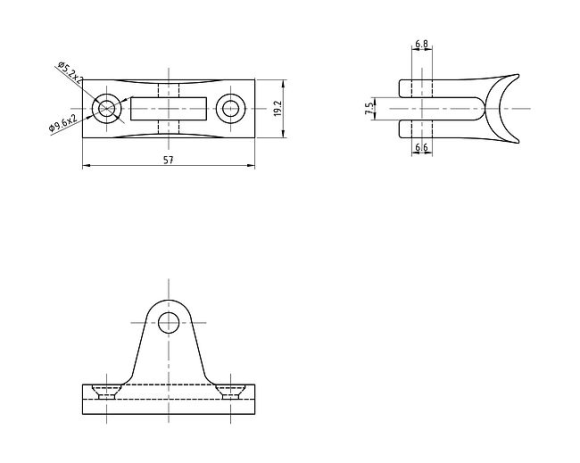Кронштейн палубный 90 град, с подпружиненным штифтом, выгнутое основание
