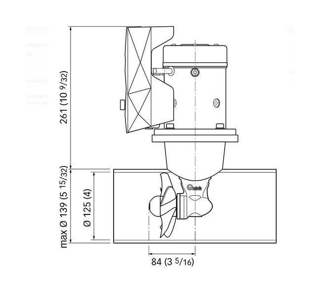 Подруливающее устройство Quick, D125mm, 30KGF, 12 В, (TCD2042 - TCDEX06 - TNL 750mm)