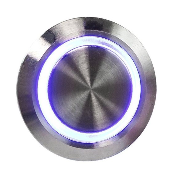 Кнопка с фиксацией в комплекте с контактным разъемом, 12 В 3А, OFF-ON 5P, D19 синяя подсветка