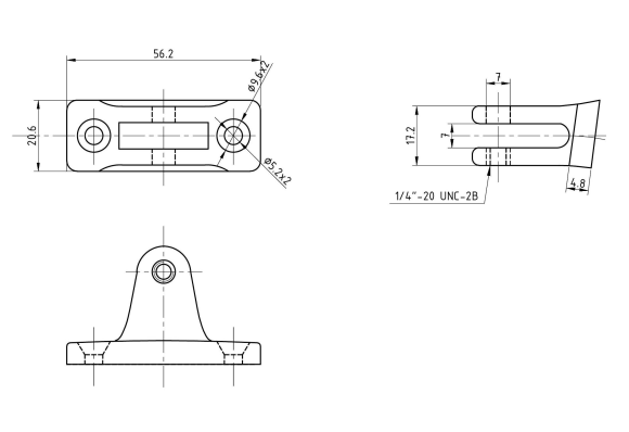 Кронштейн палубный 75 град, с винтовым штифтом, ровное основание
