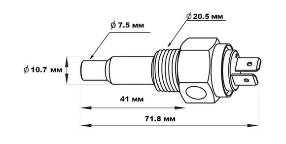 Датчик температуры воды 40-120 гр., сигнализация 98 гр., резьба 1/2"-14NPT, Marine Rocket