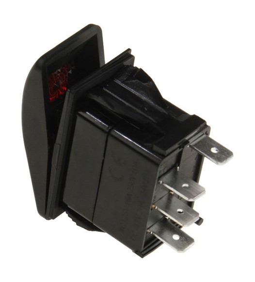 Переключатель трехпозиционный ON-OFF-ON 12 В/20А 4Р с подсветкой Переключатель трехпозиционный ON-OFF-ON 12 В/20А 4Р с подсветкой