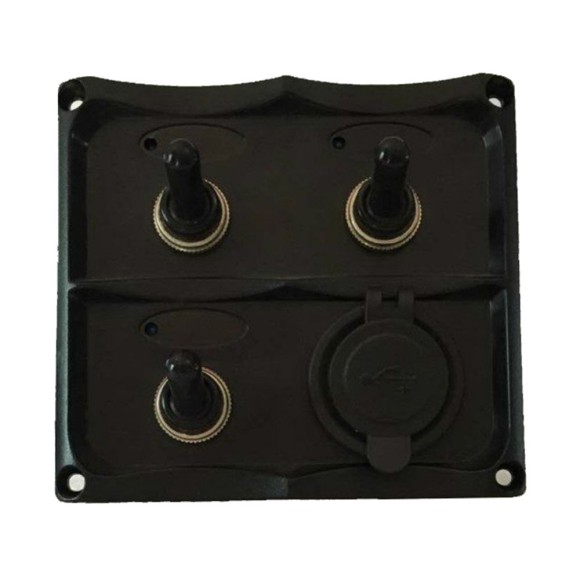 Панель бортового питания Skipper с тумблерами переключателей - 3, с индикацией, гнёзд предохранителей - 3, разъем USB