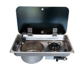 Плита газовая с круглой мойкой, стеклянная крышка, Marine Rocket