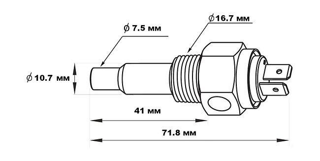 Датчик температуры воды 40-120 гр., сигнализация 98 гр., резьба 3/8"-18NPT, Marine Rocket