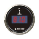 Указатель температуры двигателя цифровой 25-120 гр., черный циферблат, нержавеющий ободок, д. 52 мм, Marine Rocket
