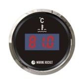 Указатель температуры двигателя цифровой 25-120 гр., черный циферблат, нержавеющий ободок, д. 52 мм, Marine Rocket