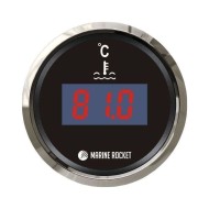 Указатель температуры двигателя цифровой 25-120 гр., черный циферблат, нержавеющий ободок, д. 52 мм, Marine Rocket Указатель температуры двигателя цифровой 25-120 гр., черный циферблат, нержавеющий ободок, д. 52 мм, Marine Rocket