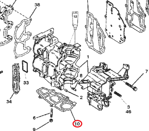 Прокладка под блок Mercury 6-15 (Omax)