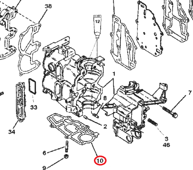 Прокладка под блок Mercury 6-15 (Omax)
