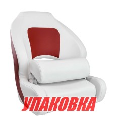 Кресло для катера (яхты) с болстером Premium Captain's Bucket, обивка винил, цвет белый/красный, Marine Rocket (упаковка из 4 шт.) (MR10408_pkg_4)