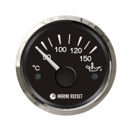 Указатель температуры масла 50-150 гр., черный циферблат, нержавеющий ободок, д. 52 мм, Marine Rocket