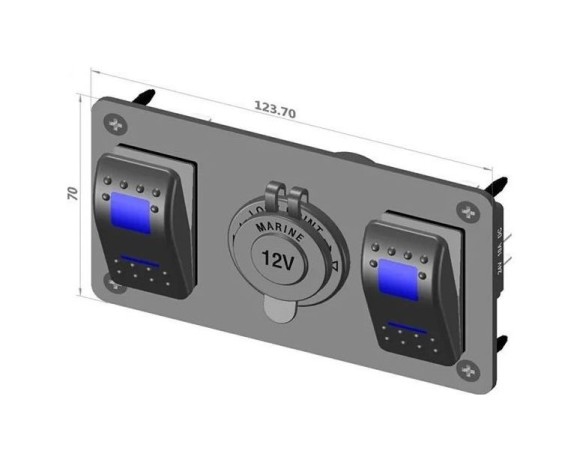 Панель бортового питания 2 переключателя, розетка питания