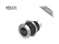 Кнопка без фиксации, подсветка белая, наклейки, 12 В, 20А, 19мм Кнопка без фиксации, подсветка белая, наклейки, 12 В, 20А, 19мм