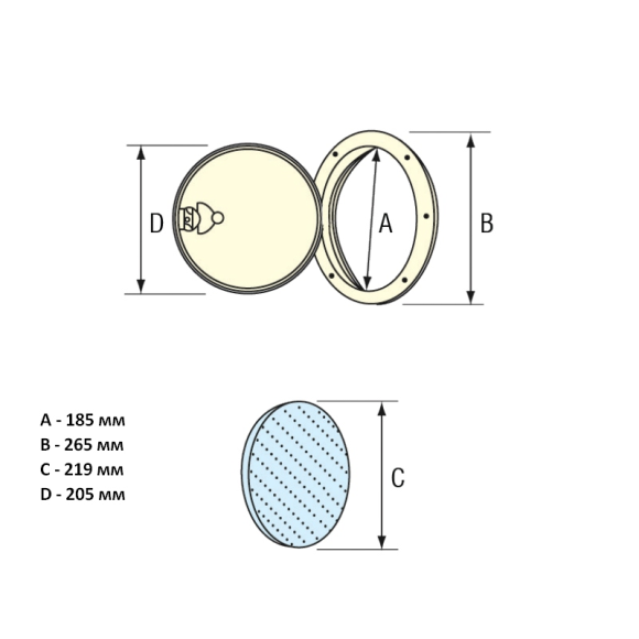 Лючок палубный 190 мм, белый