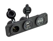 Панель с USB-разъемом 5в 2.1А, прикуривателем и вольтметром Панель с USB-разъемом 5в 2.1А, прикуривателем и вольтметром