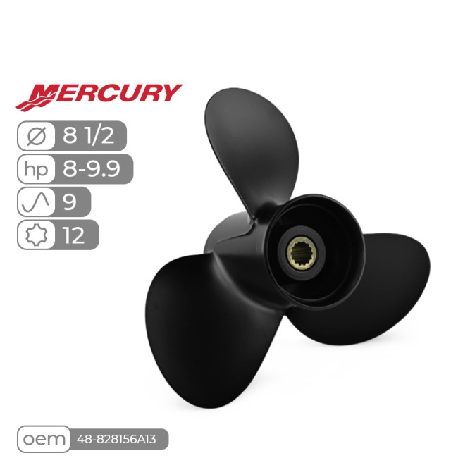 Винт гребной  Skipper для Mercury 8-9.9HP алюминиевый, диаметр - 8 1/2", шаг 9"