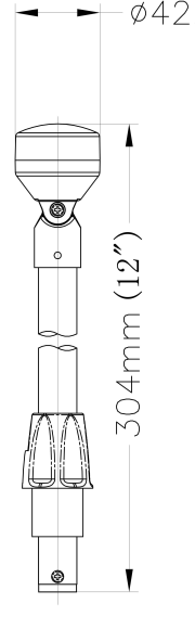 Огонь топовый на стойке 304 мм, светодиодный