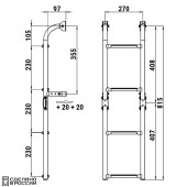 Трап складной с вертикальным креплением, 4 черных ступени (ширина 270 мм.)