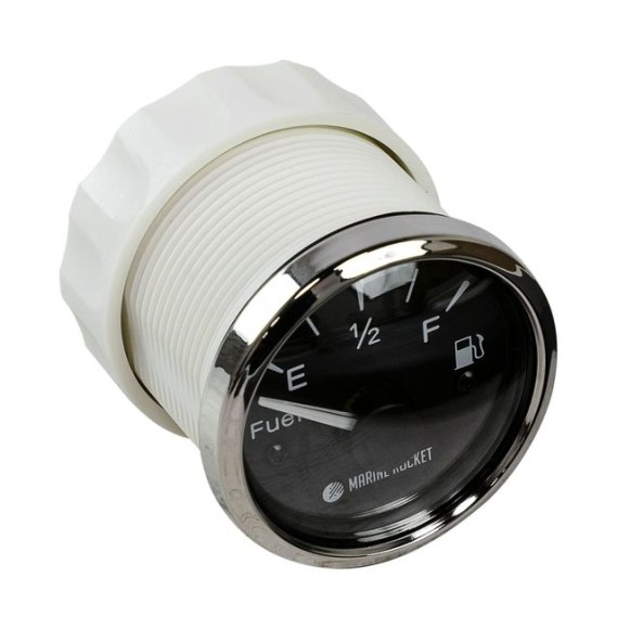 Указатель уровня топлива 0-190 Ом (ЕВРО), черный циферблат, нержавеющий ободок, д. 52 мм, Marine Rocket Указатель уровня топлива 0-190 Ом (ЕВРО), черный циферблат, нержавеющий ободок, д. 52 мм, Marine Rocket
