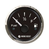 Указатель уровня топлива 0-190 Ом (ЕВРО), черный циферблат, нержавеющий ободок, д. 52 мм, Marine Rocket