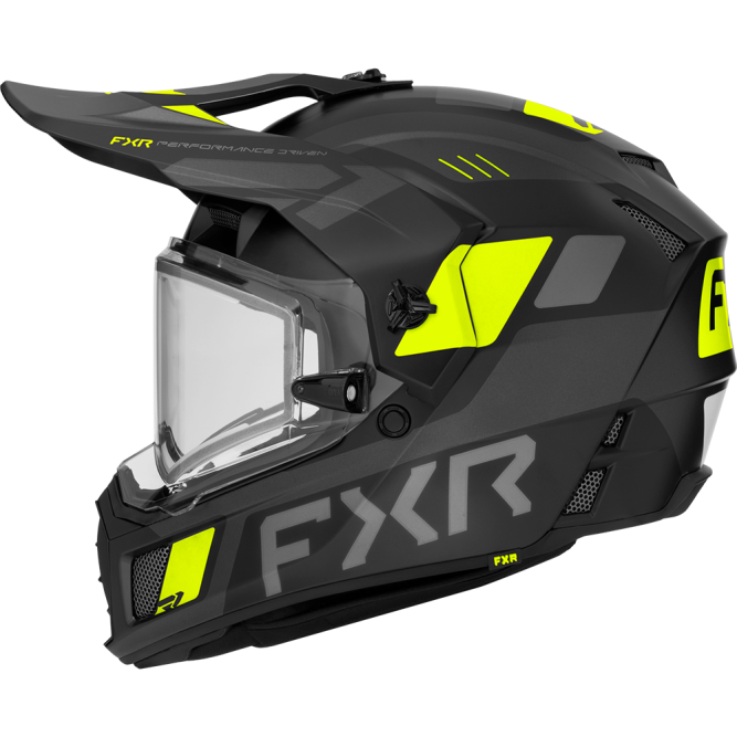 Шлем FXR Clutch w/ E Shield с подогревом Black/HiVis, 2XL