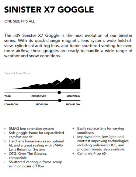 Очки 509 Sinister X7 без подогрева Stealth Bomber Очки 509 Sinister X7 без подогрева Stealth Bomber