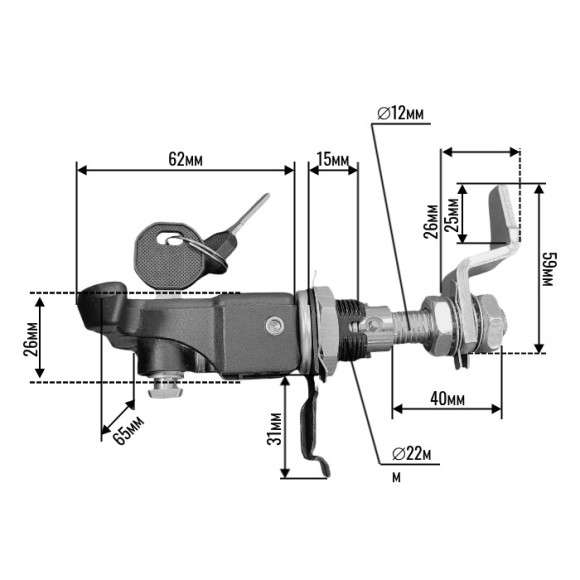 Замок-задвижка с Т-образной ручкой SUNFINE