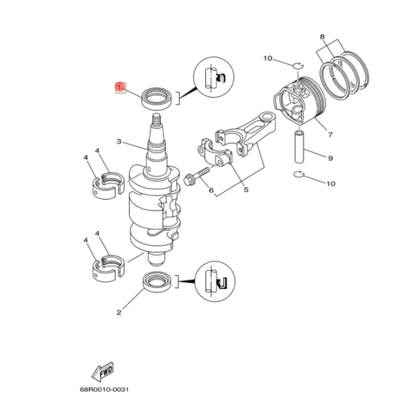 Сальник Yamaha (93102-30M22; F9.9-01.01.00.12) (29x42x7) (Yamaha)