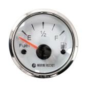 Указатель уровня топлива 0-190 Ом (ЕВРО), белый циферблат, нержавеющий ободок, д. 52 мм, Marine Rocket