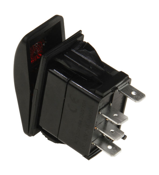 Переключатель трехпозиционный (ON)-OFF-ON 12 В/20А 4Р с подсветкой без фиксации 1 положения