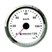 GPS-спидометр аналоговый 0-120 км/ч, белый циферблат, нержавеющий ободок, выносная антенна, д. 85 мм, Marine Rocket