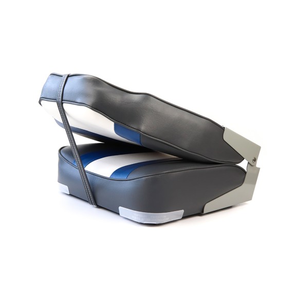 Кресло складное с мягкими накладками угольный/синий/белый