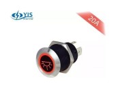 Кнопка без фиксации, подсветка красная, наклейки, 12 В, 20А, 19мм Кнопка без фиксации, подсветка красная, наклейки, 12 В, 20А, 19мм