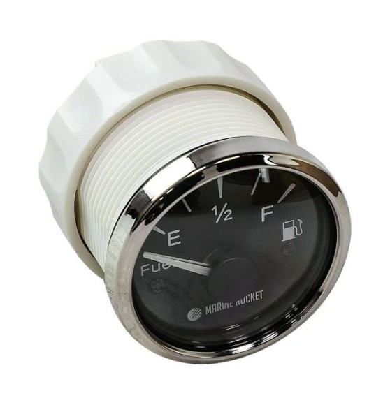 Указатель уровня топлива 240-33 Ом (US), черный циферблат, нержавеющий ободок, д. 52 мм, Marine Rocket Указатель уровня топлива 240-33 Ом (US), черный циферблат, нержавеющий ободок, д. 52 мм, Marine Rocket