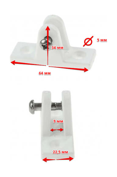 Кронштейн палубный 90 град, с винтовым штифтом, ровное основание, пластиковый белый