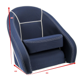 Кресло ROMEO мягкое, подставка, обивка ткань Markilux темно-синяя